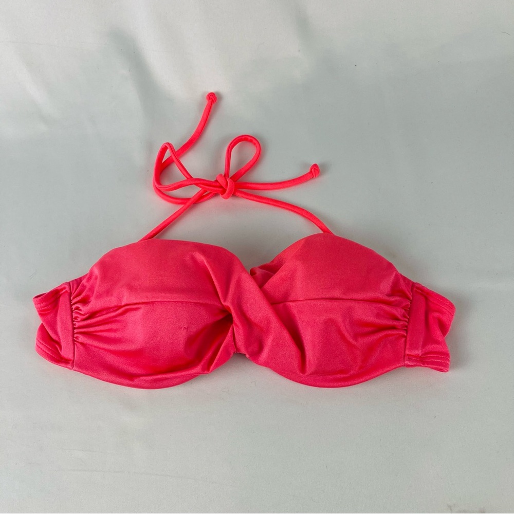 Victoria's Secret Neon Coral Pink Bandeau Bikini Top 32A Swimwear